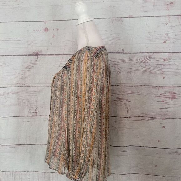 Anthropologie Burning Torch Silk Peasant Blouse Size XS - Picture 3 of 6